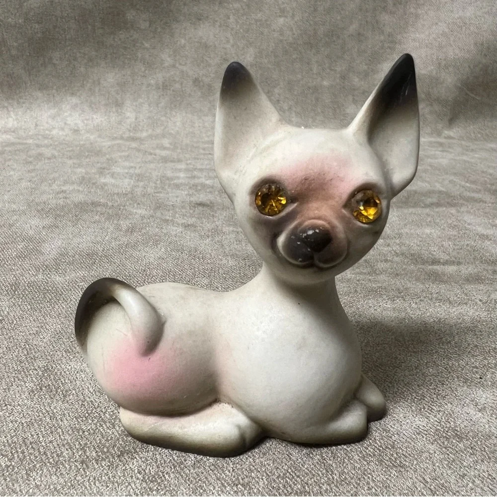 Porcelain Chihuahua Dog with Orange Rhinestone Eyes